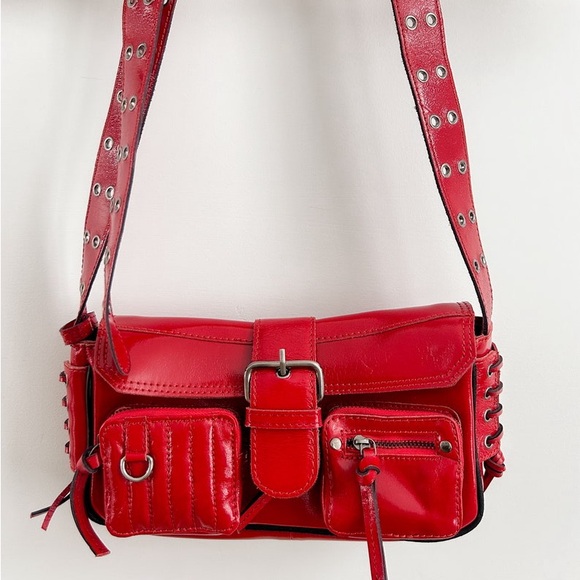 Free People High Speed Crossbody Moto Red shine Bag -...